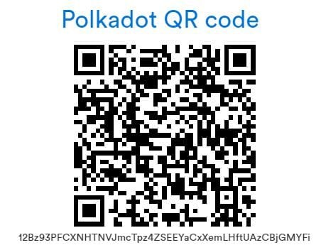 here's our qr code for accepting payment in polkadot a cryptocurrency that pays 12 percent interest when staked